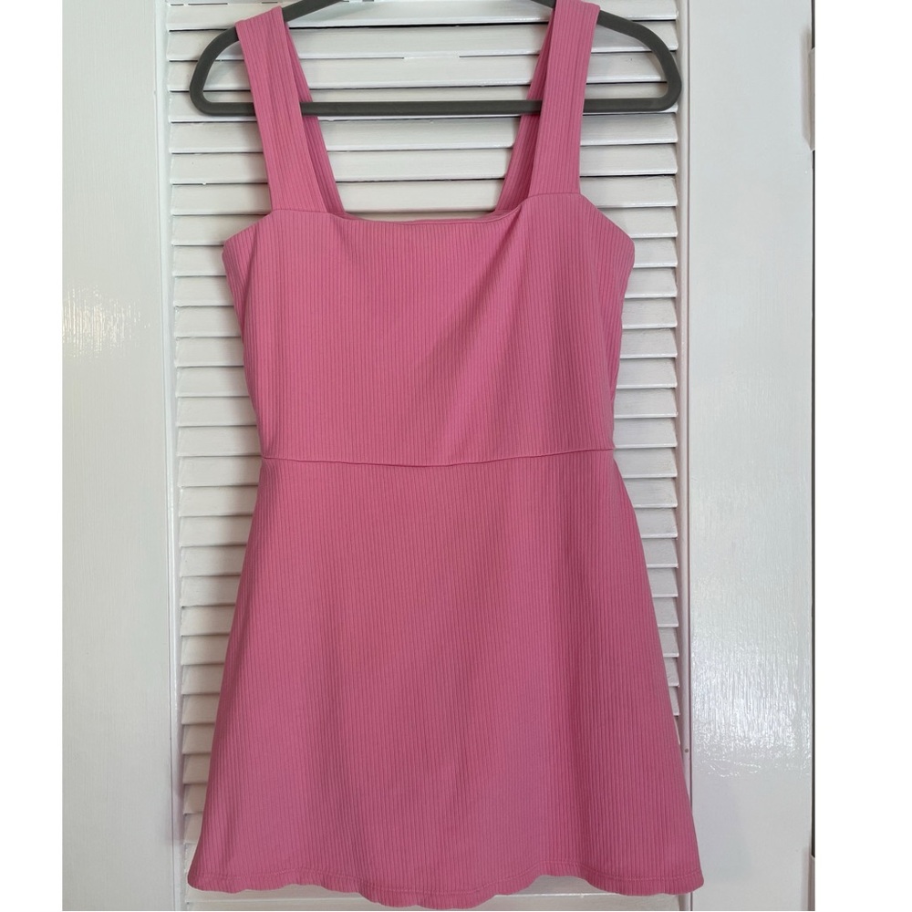 Victoria’s Secret PINK Ribbed Square Neck Active Dress Romper Pink Large
